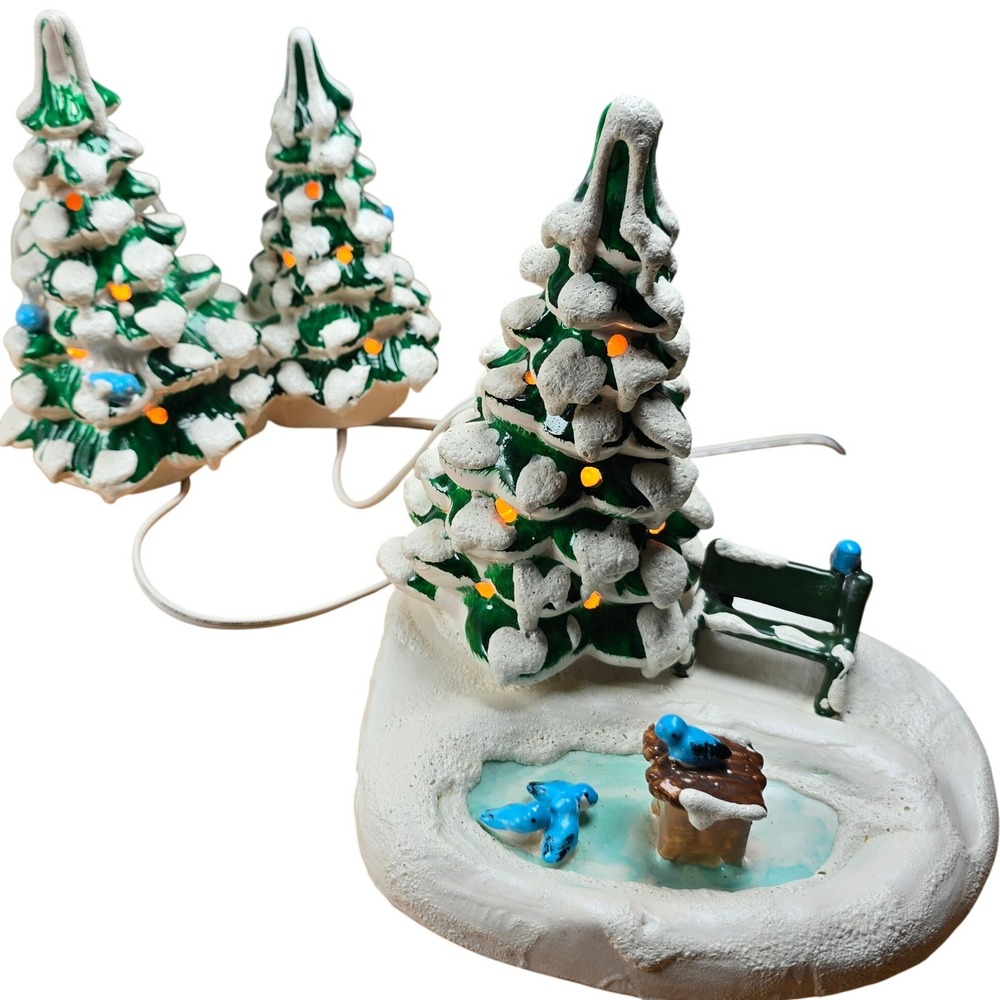 Department 56 Duck Pond 50153 Double Tree "Blue Birds" 50161 Vintage RARE *READ*